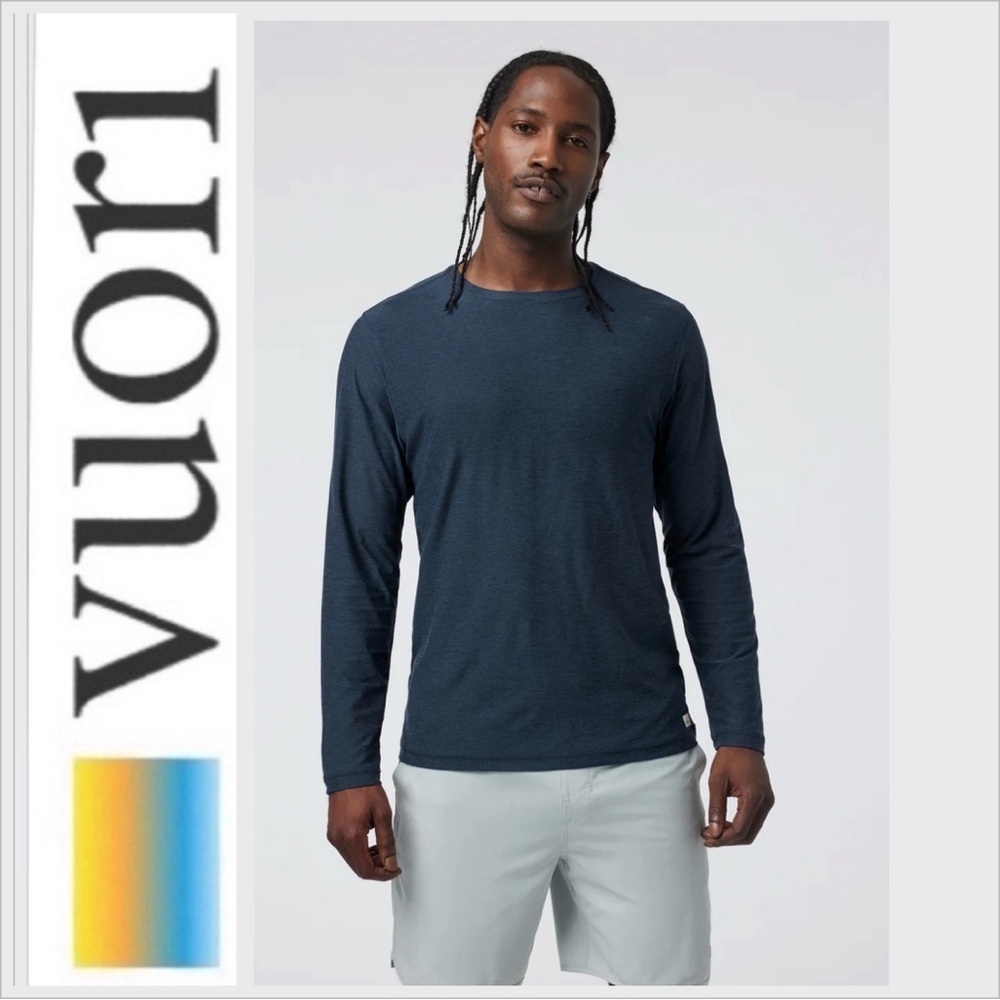 Vuori Men’s Strato Tech‎ Tee Long Sleeve V178 blue Performance Shirt Size XXL
